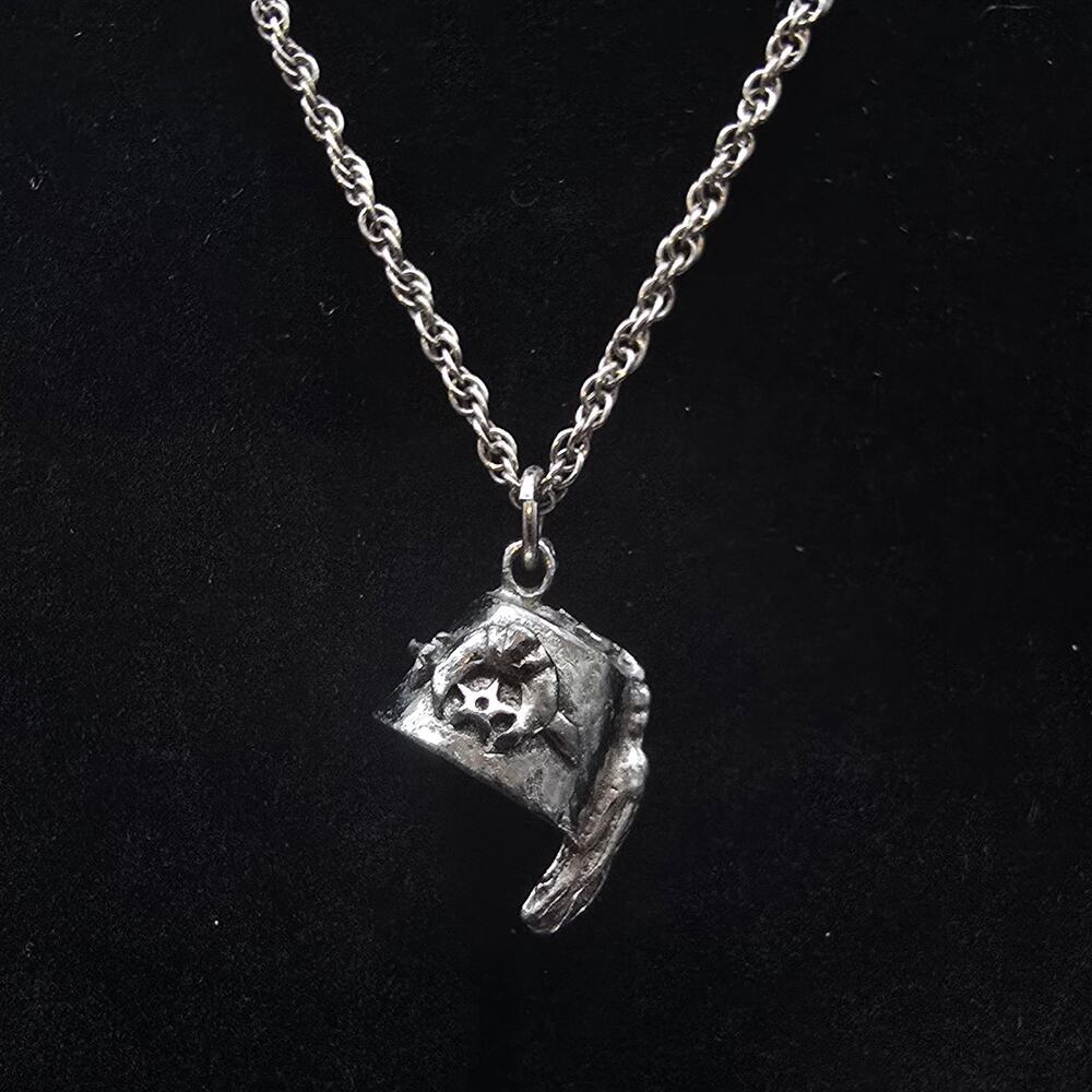 Shriner Fez Hat Pendant Charm Necklace Silver Tone